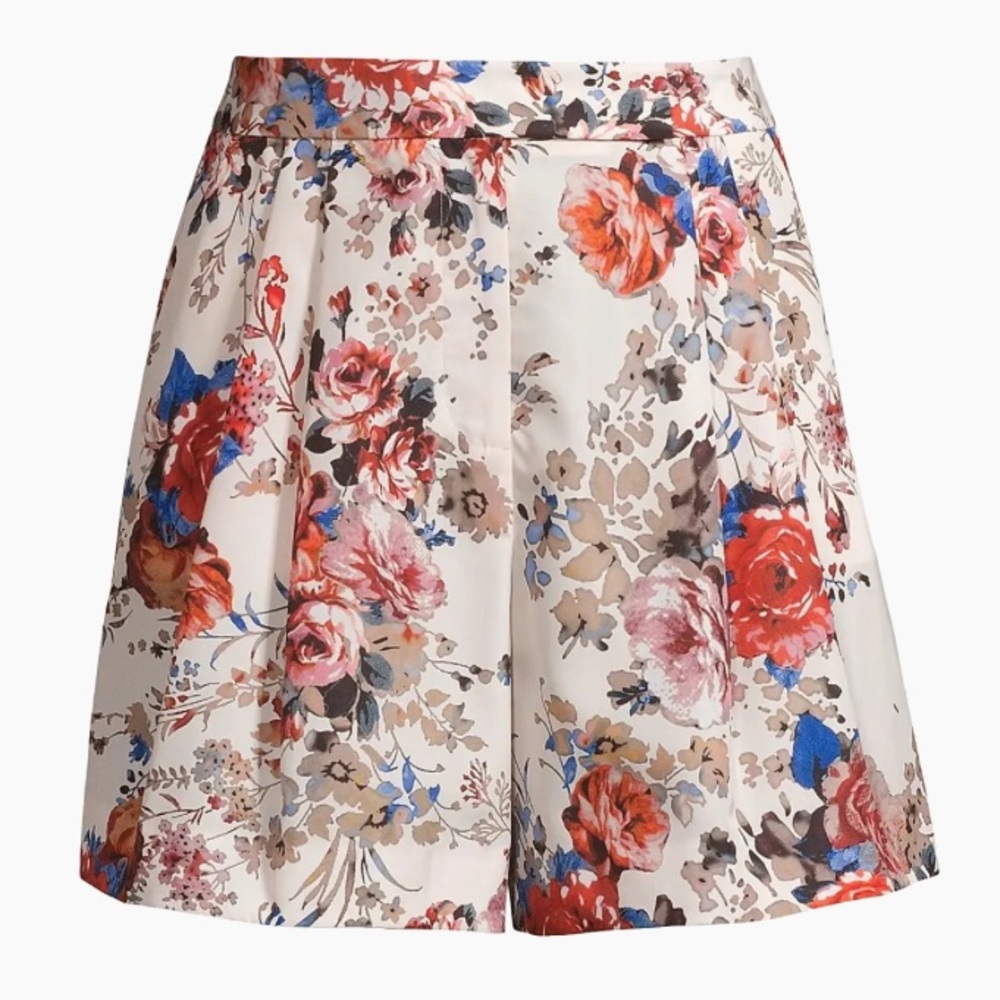 NWT$395 UNGARO Taffeta floral shorts 2 4